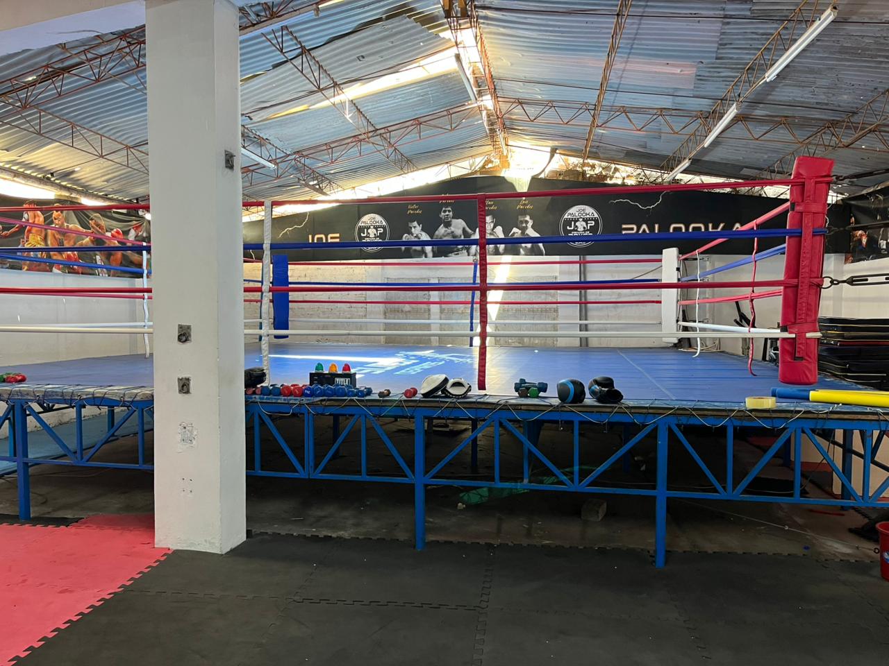 Área de sacos y entrenamiento funcional en gimnasio de boxeo Surco